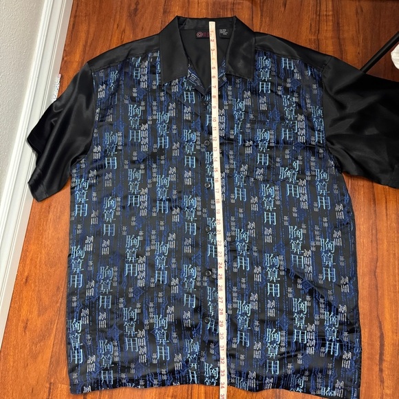 O In Pain Vintage Silky Button Up Asian Symbols Size XXXL - Picture 6 of 6